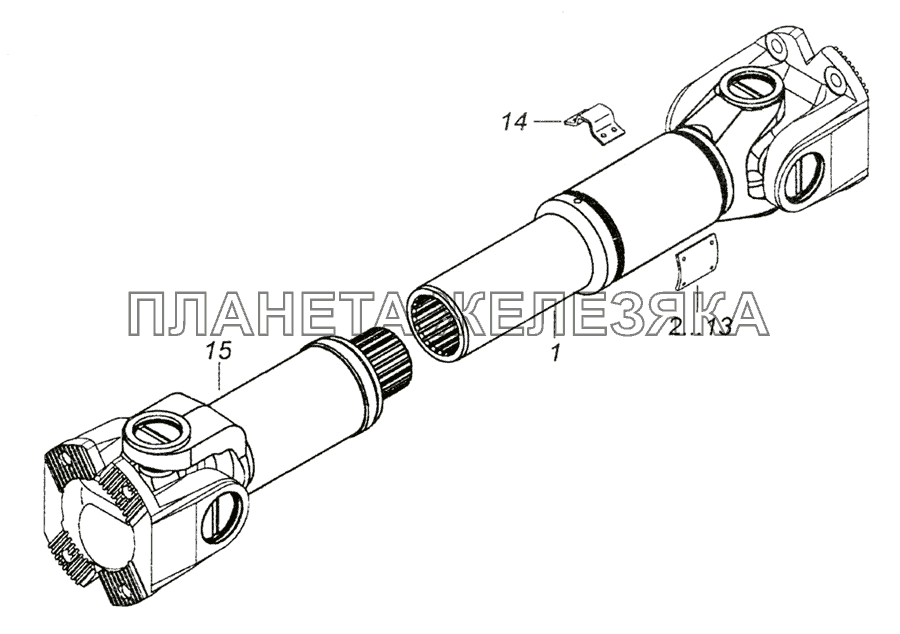 6520-2205011-32 Вал карданный среднего моста КамАЗ-6520 (Euro-2, 3)